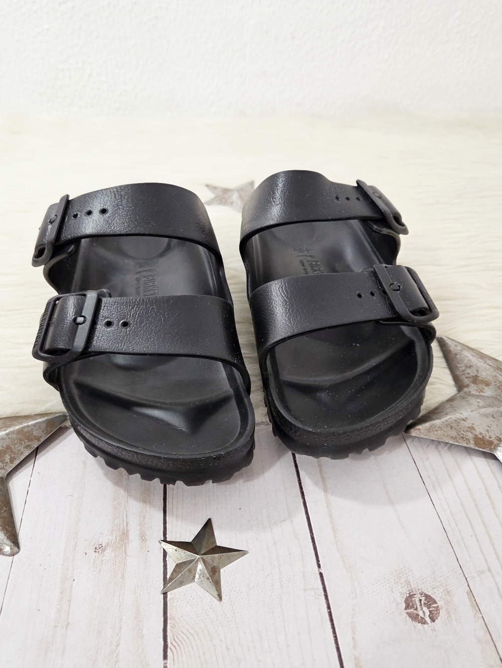Birkenstock Arizona Essentials EVA sandal black double buckle light women's sz 7 - Picture 3 of 7